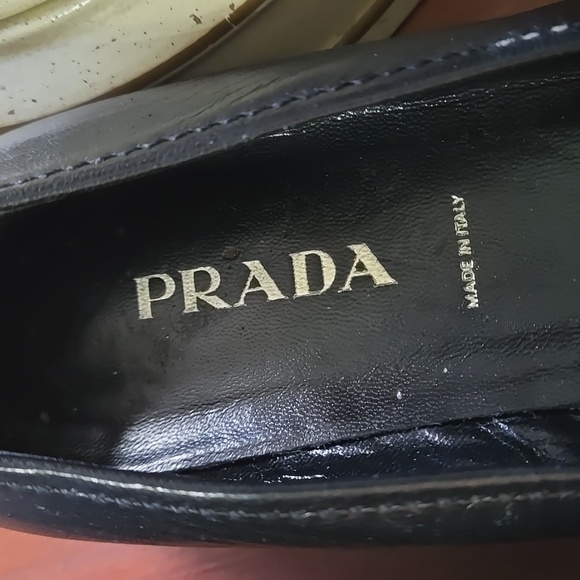 PRADA black flats silver bars sz 38.5 - Picture 3 of 7